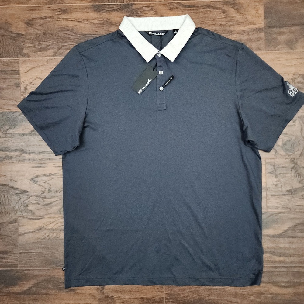 Travis Mathew Mens XXL Gray StoneRidge Golf Polo Shirt Tailored Fit Country Club